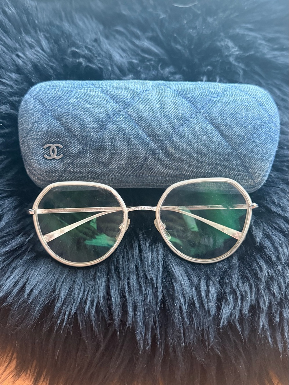 CHANEL Round Metal Women's Glasses in Gold